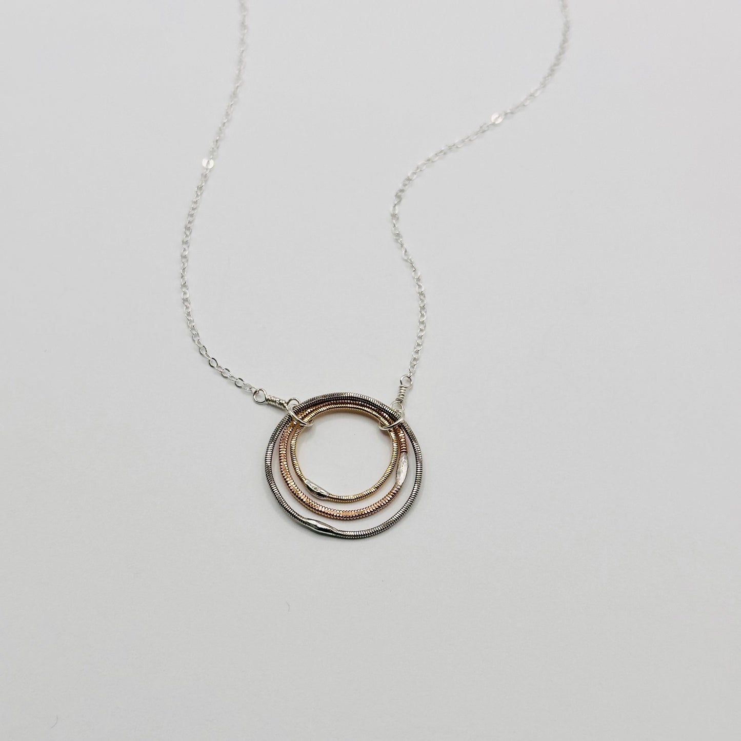 Guitar String Triple Circle Necklace