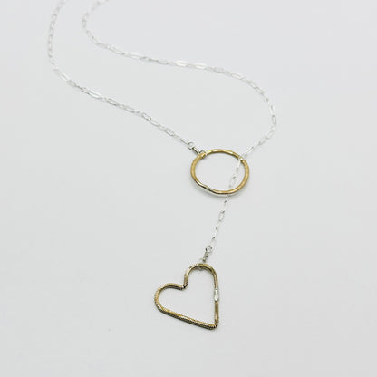 Guitar String Lariat Necklace - Heart