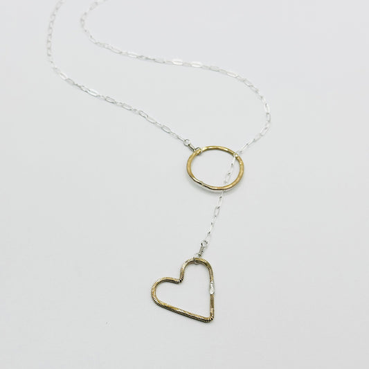 Guitar String Lariat Necklace - Heart