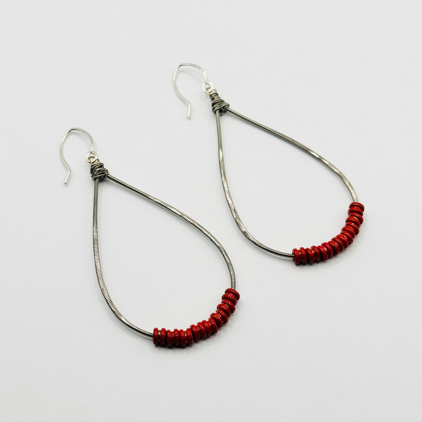 Guitar String Tear Drop with Ball Ends Earrings