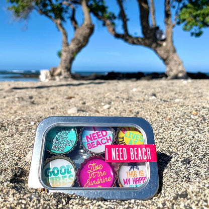 Bottle Cap Magnets - I Need Beach