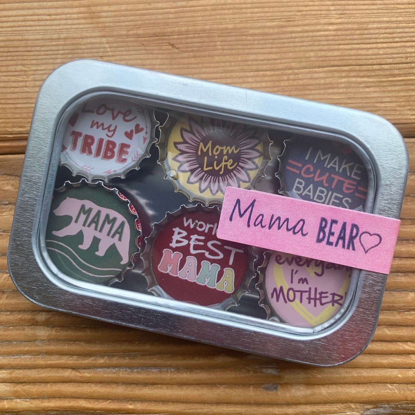 Bottle Cap Magnets - Mama Bear