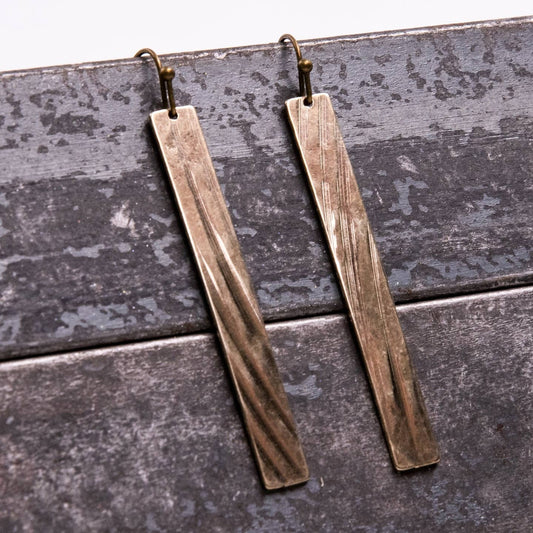 Cymbal Dangle Earrings - Long Bar