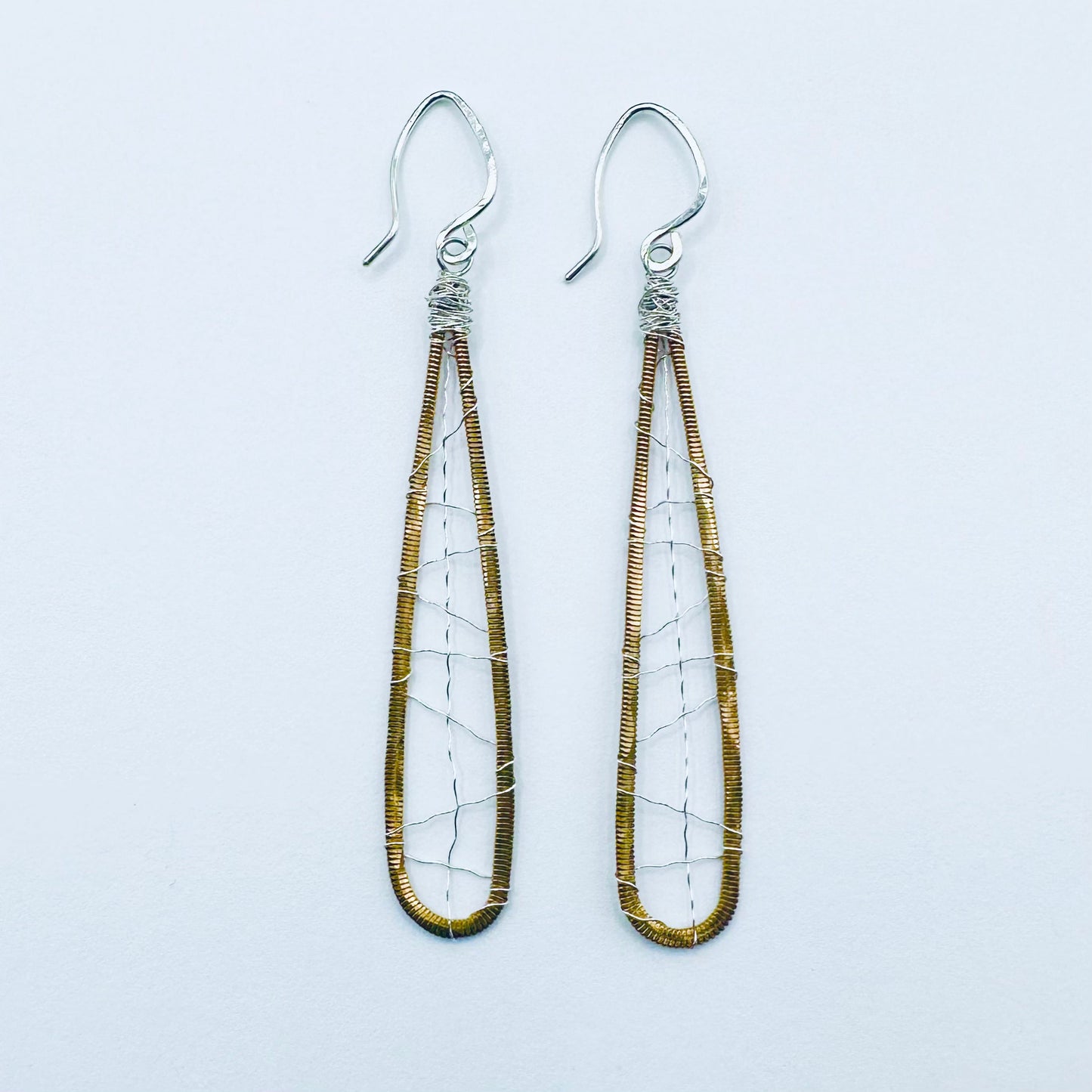 Guitar String Long Drop Web Earrings