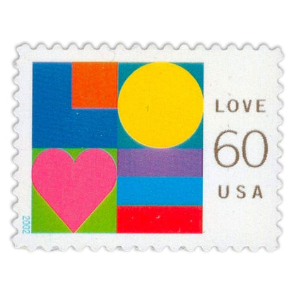 Postage Stamp Necklace - 2002 USA Multicolor Love