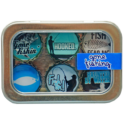 Bottle Cap Magnets - Gone Fishin'