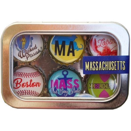 Bottle Cap Magnets - Massachusetts