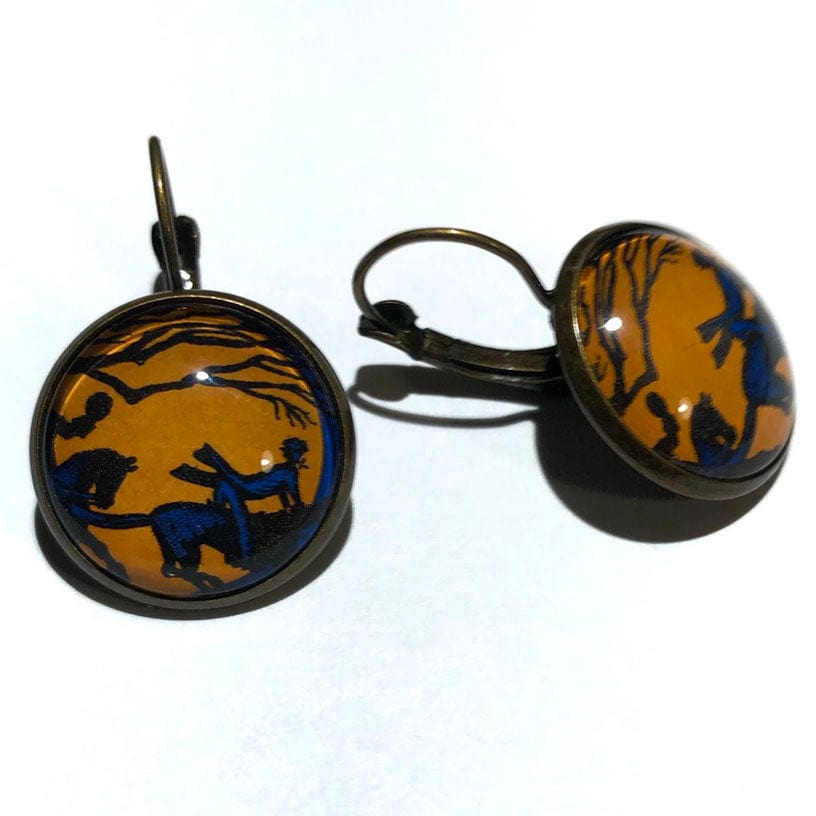 Postage Stamp Earrings - 1974 USA Legend of Sleepy Hollow