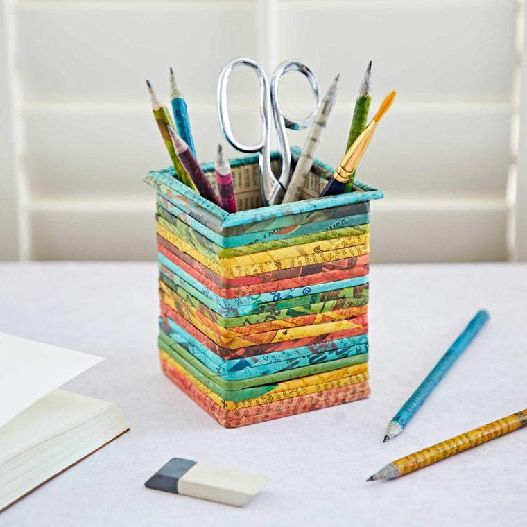 Newspaper Square Pencil Holder