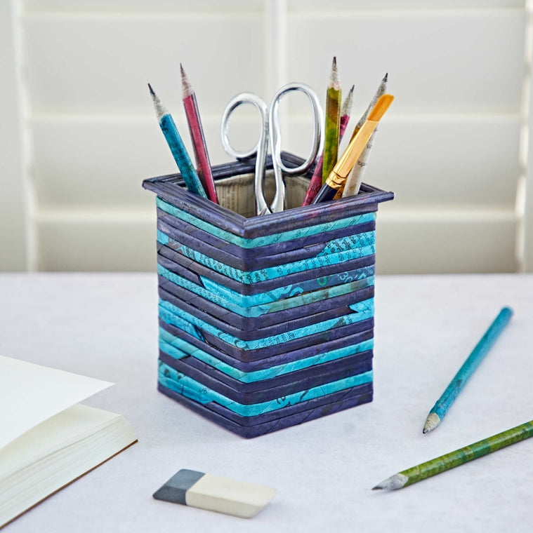 Newspaper Square Pencil Holder