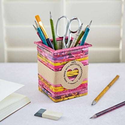 Newspaper Square Pencil Holder