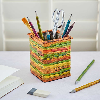 Newspaper Square Pencil Holder