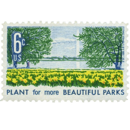 Postage Stamp Earrings - 1969 USA Plant For More Beautiful Parks