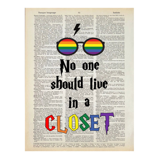 Vintage Book Page Print - No One Should Live in a Closet (70)
