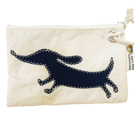 Sailcloth Wristlet - Black Dachshund 1