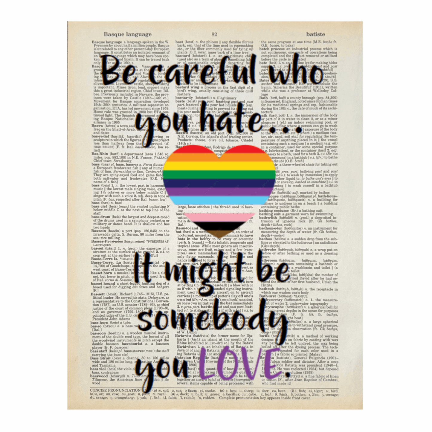 Vintage Book Page Print - Be Careful Who You Hate...