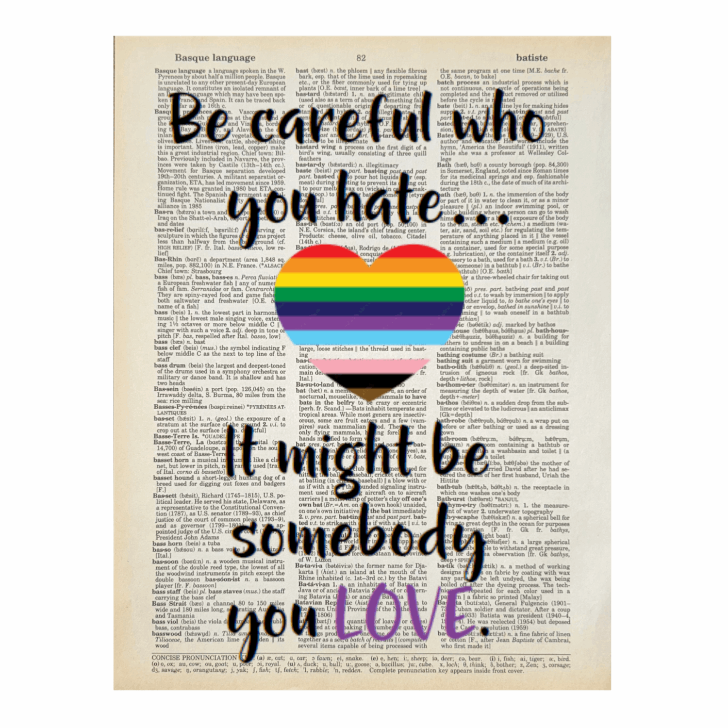 Vintage Book Page Print - Be Careful Who You Hate...