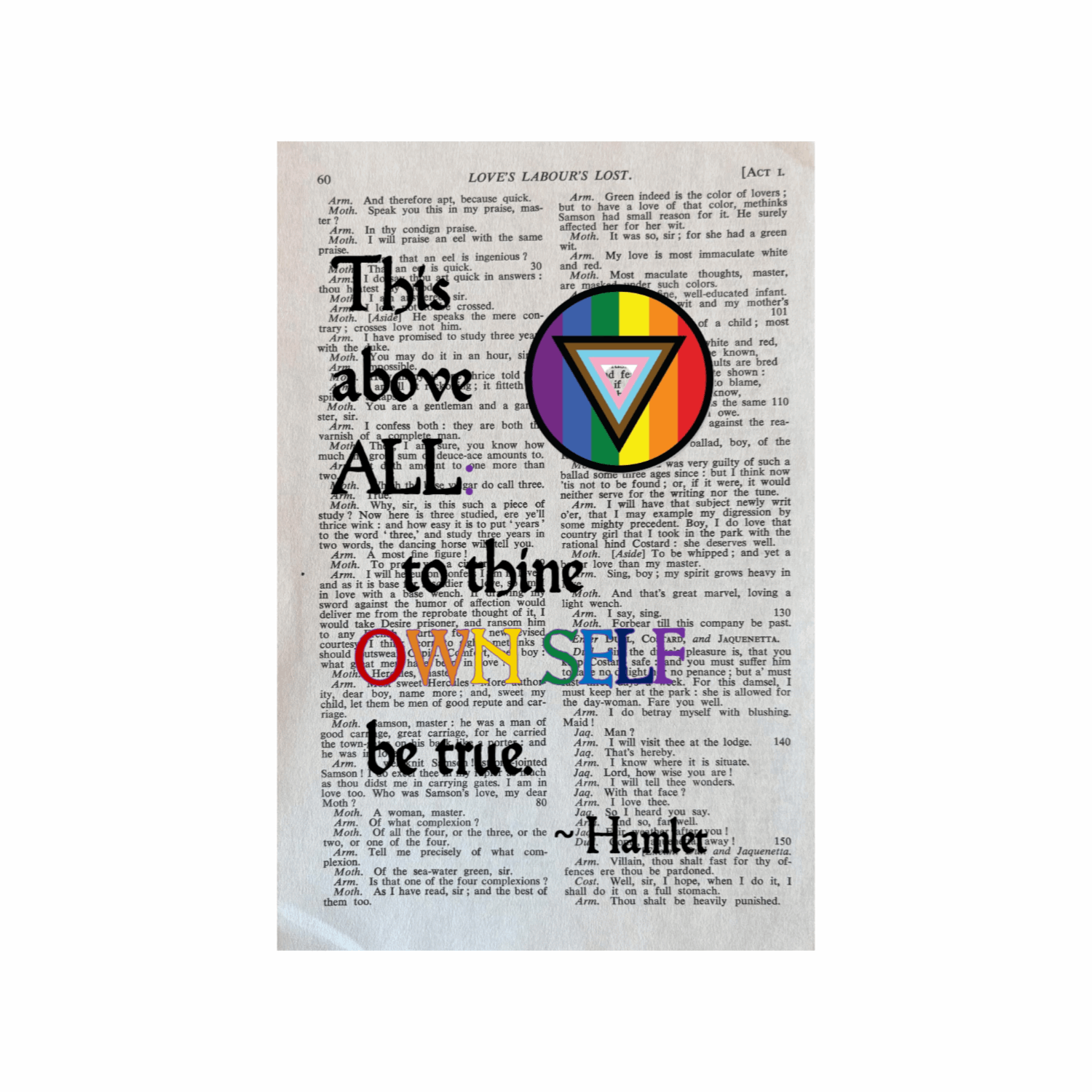 Vintage Book Page Print - To Thine Own Self Be True (LGBTQ+)