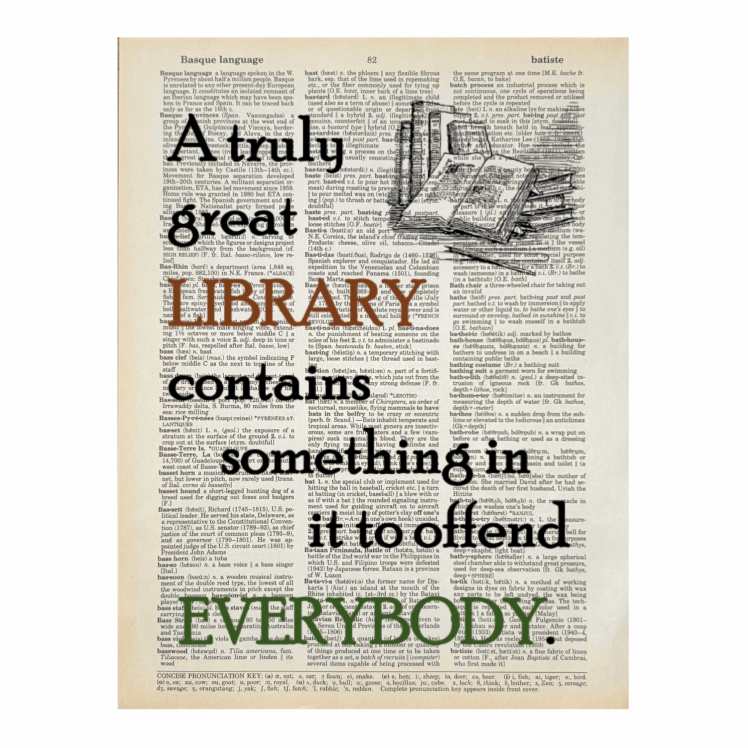 Vintage Book Page Print - A Truly Great Library