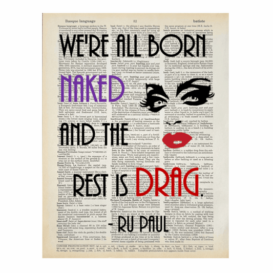 Vintage Book Page Print - We’re All Born Naked