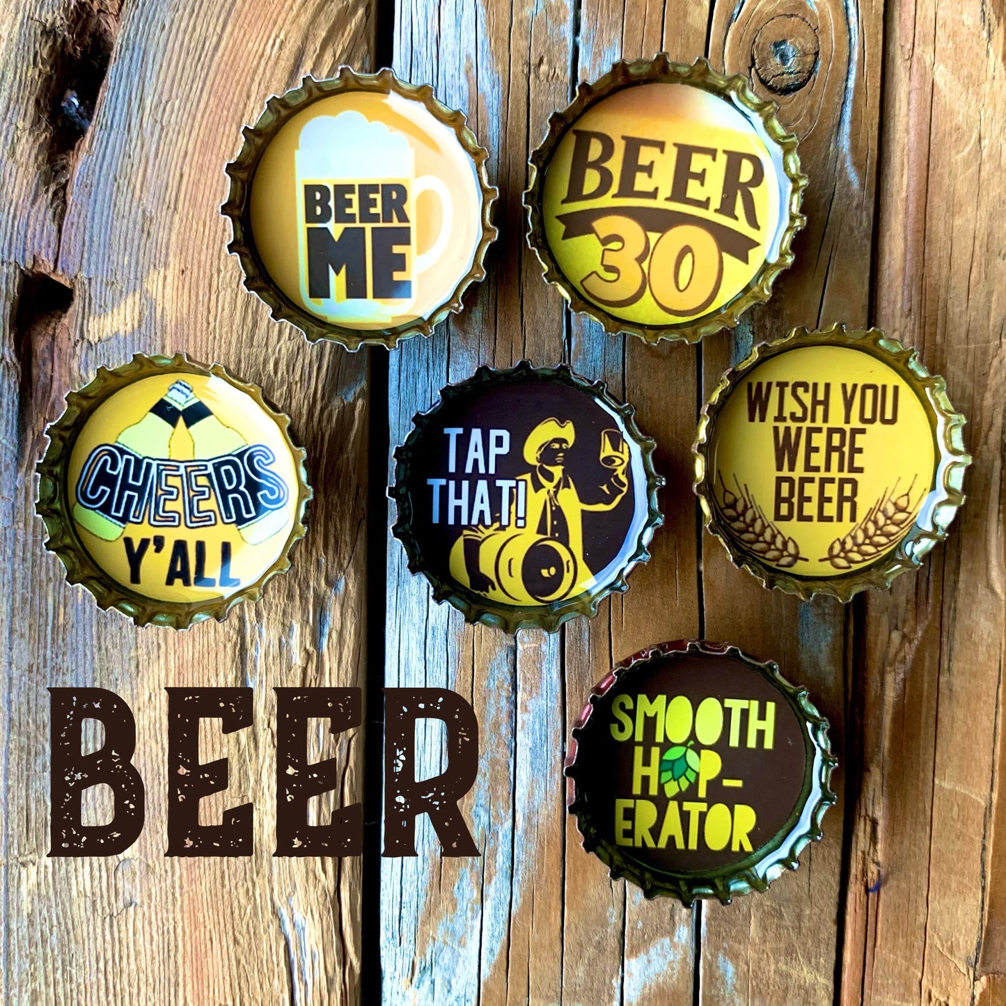 Bottle Cap Magnets - Beer