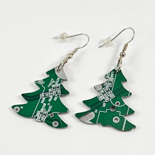 Circuit Board Christmas Tree Earrings