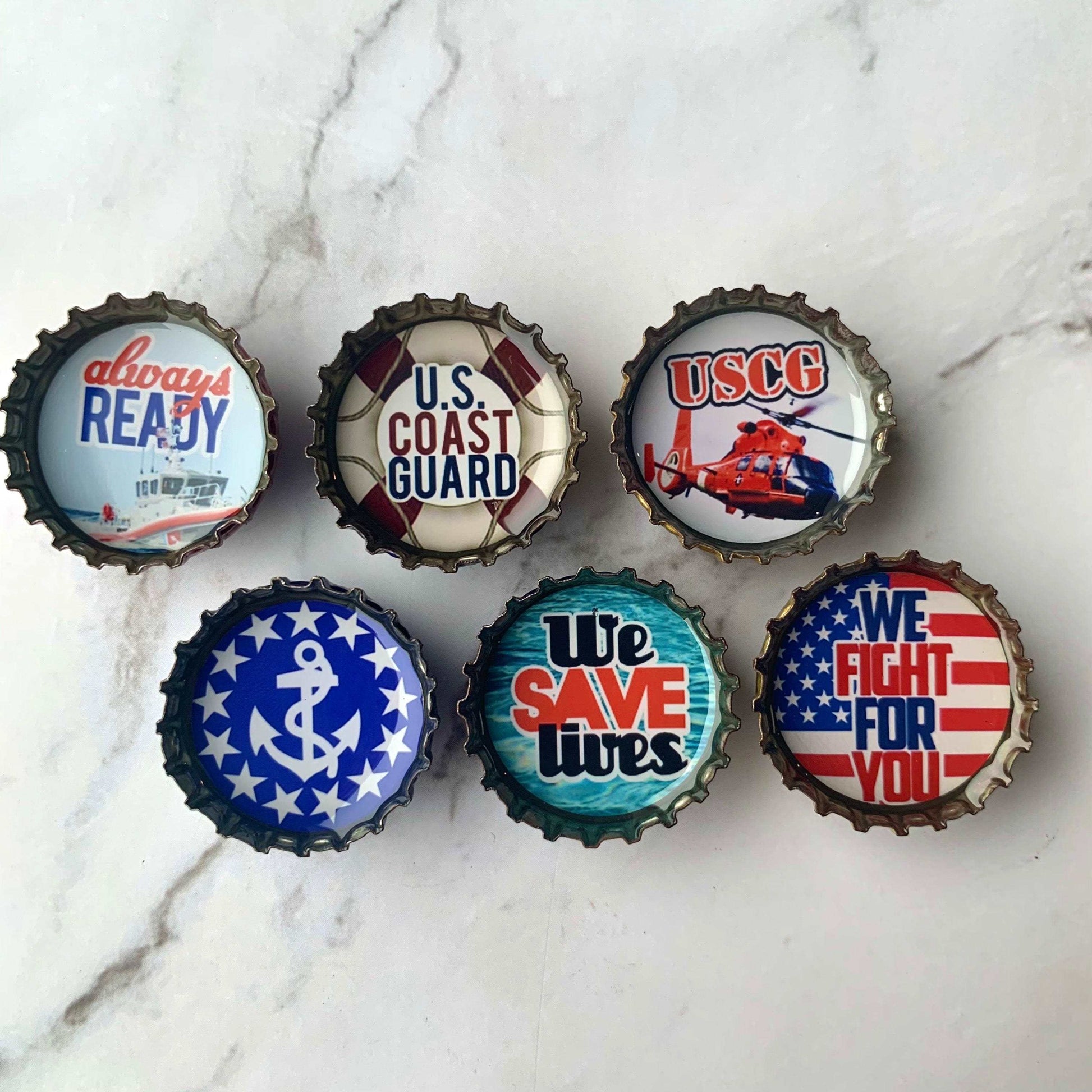 Bottle Cap Magnets - Coast Guard