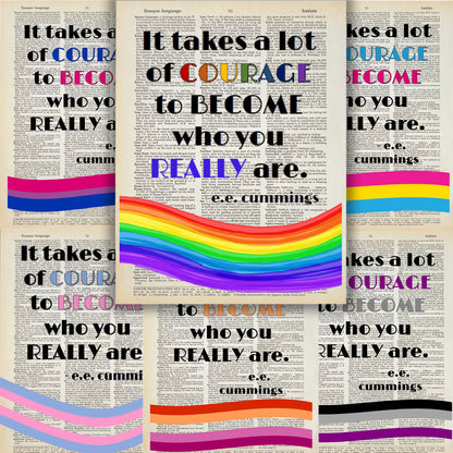 Vintage Book Page Print - Courage to Become Who You Really Are