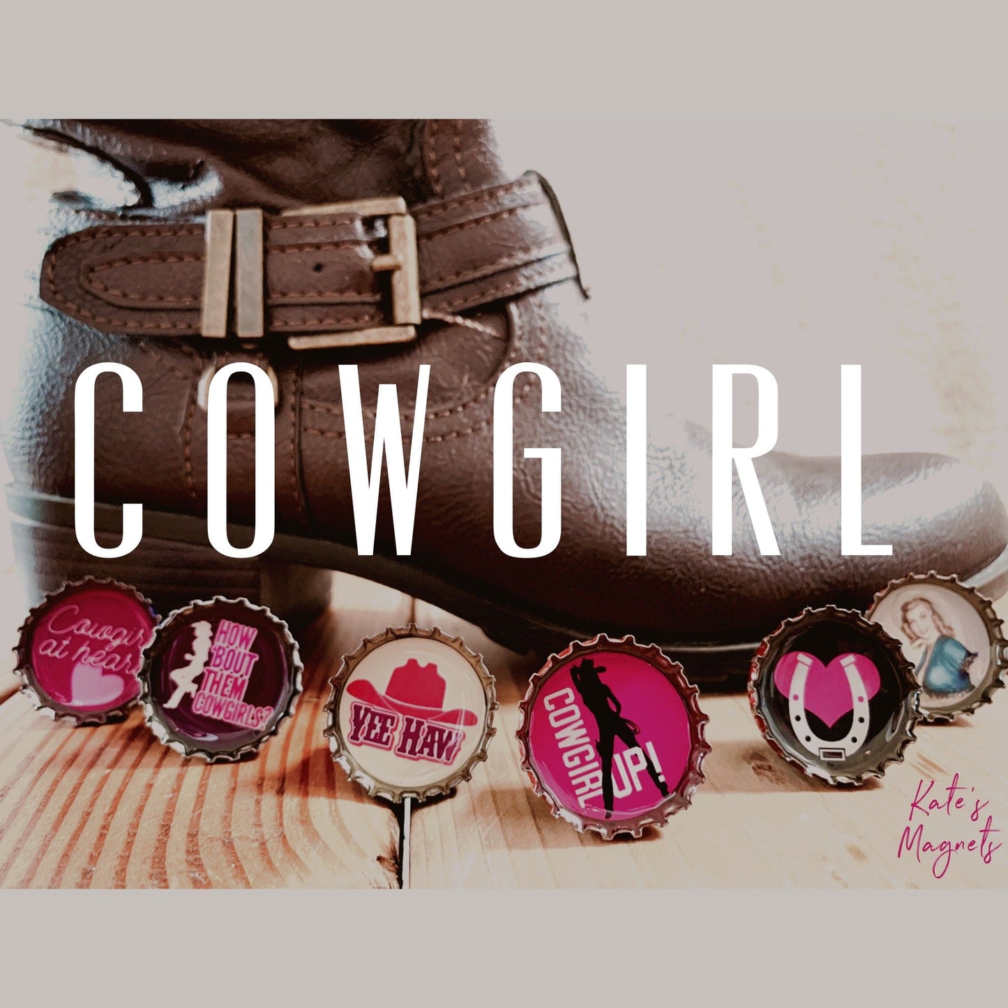 Bottle Cap Magnets - Cowgirl