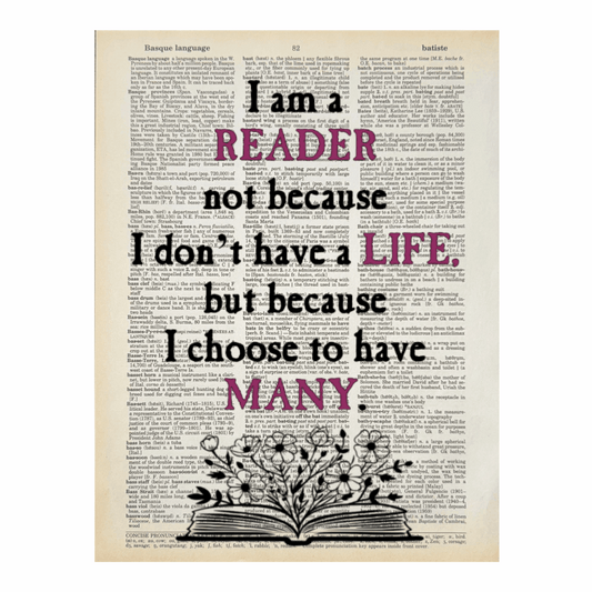 Vintage Book Page Print - I am a Reader (048)