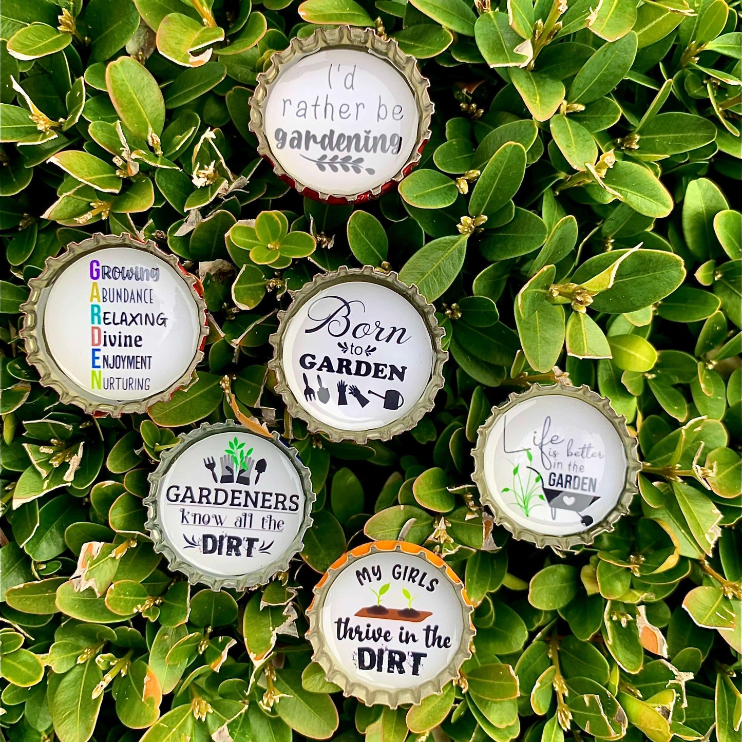 Bottle Cap Magnets - Gardener