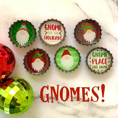 Bottle Cap Magnets - Gnomes