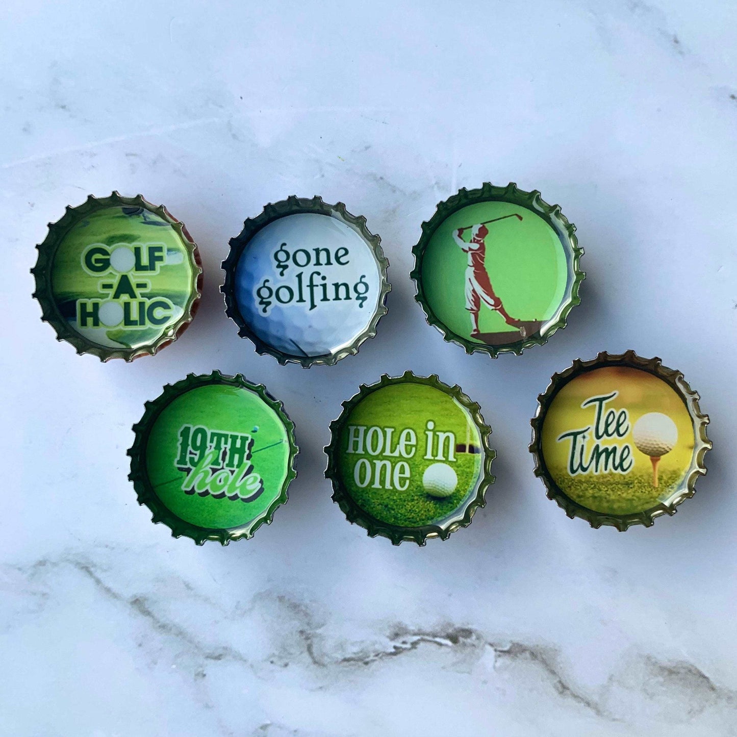 Bottle Cap Magnets - Golf