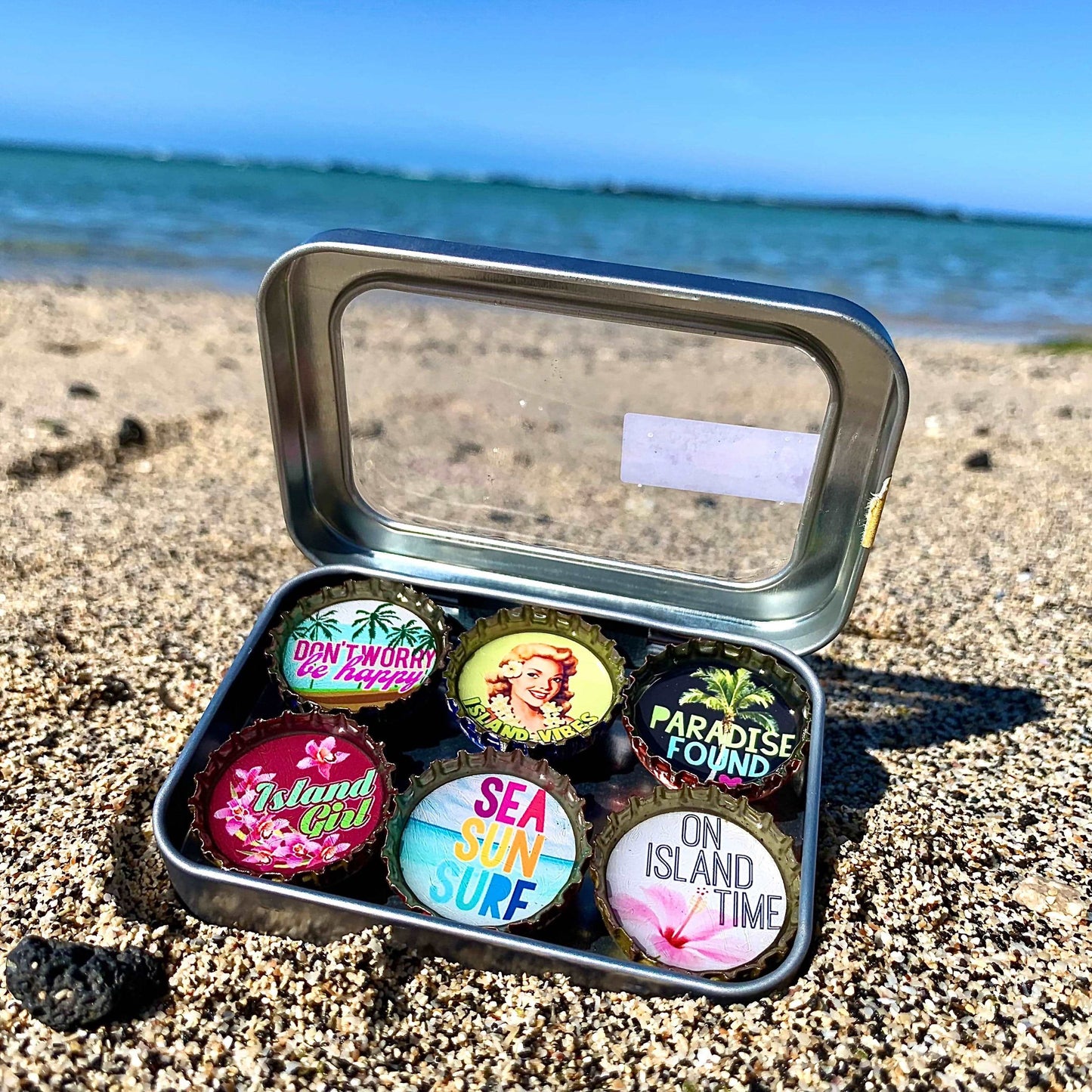 Bottle Cap Magnets - Island Girl