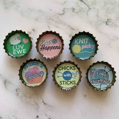 Bottle Cap Magnets - Knitting