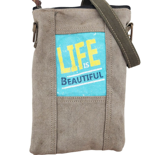 Military Tent Small Crossbody Bag - Life is Beautiful