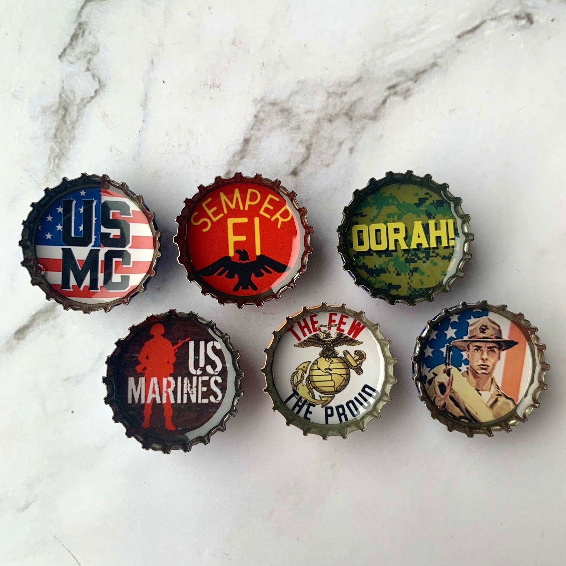 Bottle Cap Magnets - Marine Corps