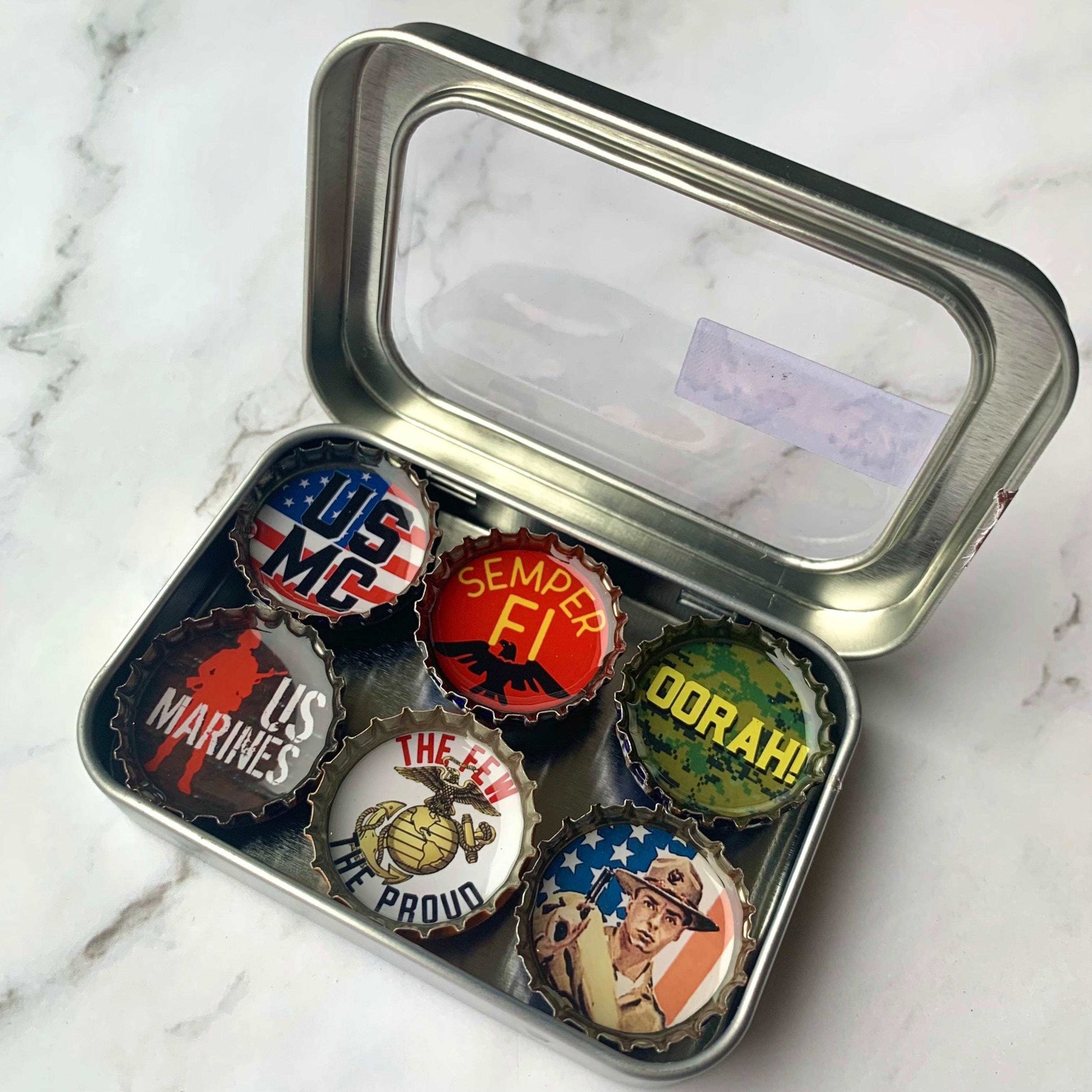 Bottle Cap Magnets - Marine Corps