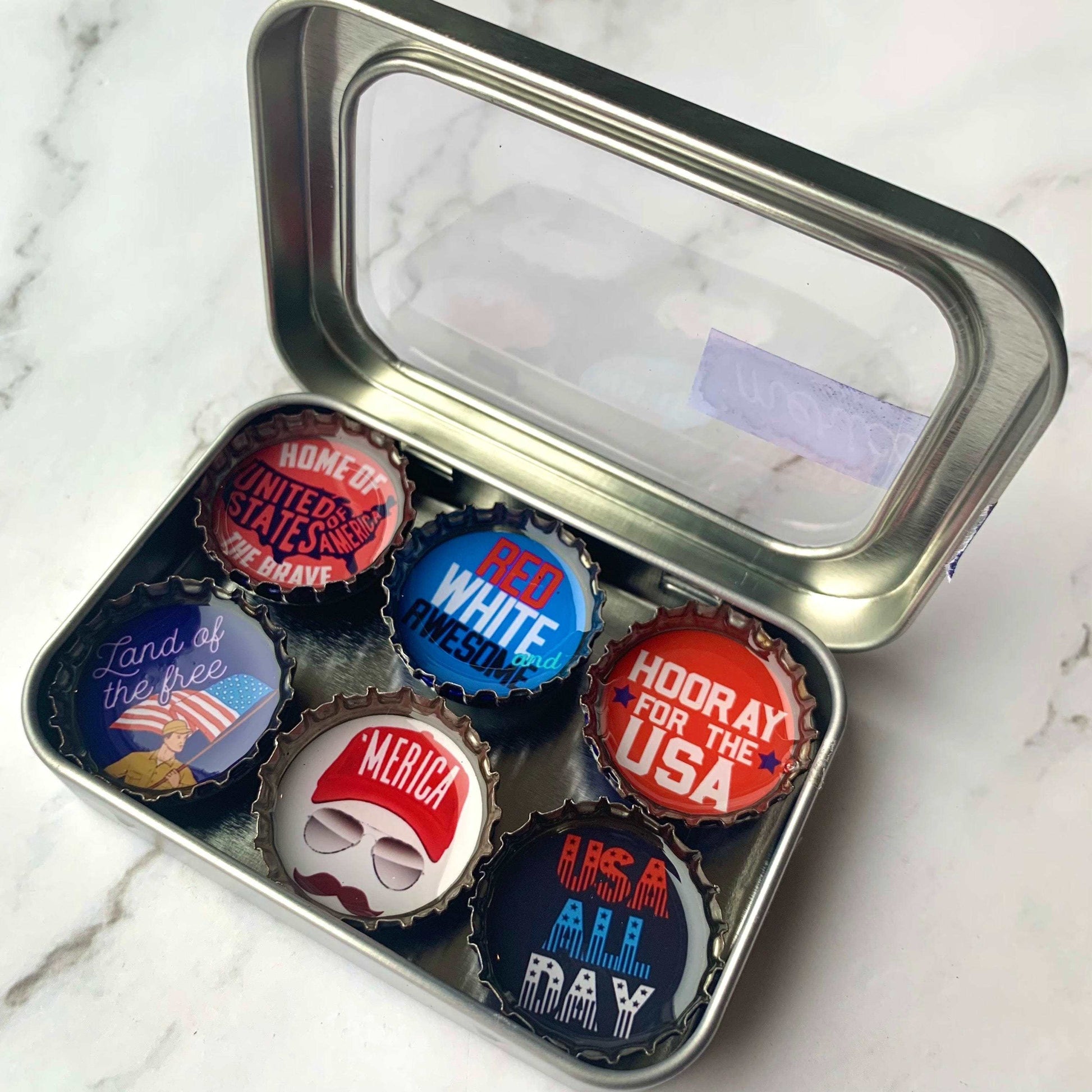 Bottle Cap Magnets - 'Merica