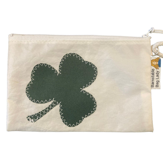 Sailcloth Wristlet - Forest Green Shamrock