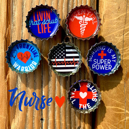 Bottle Cap Magnets - Nurse