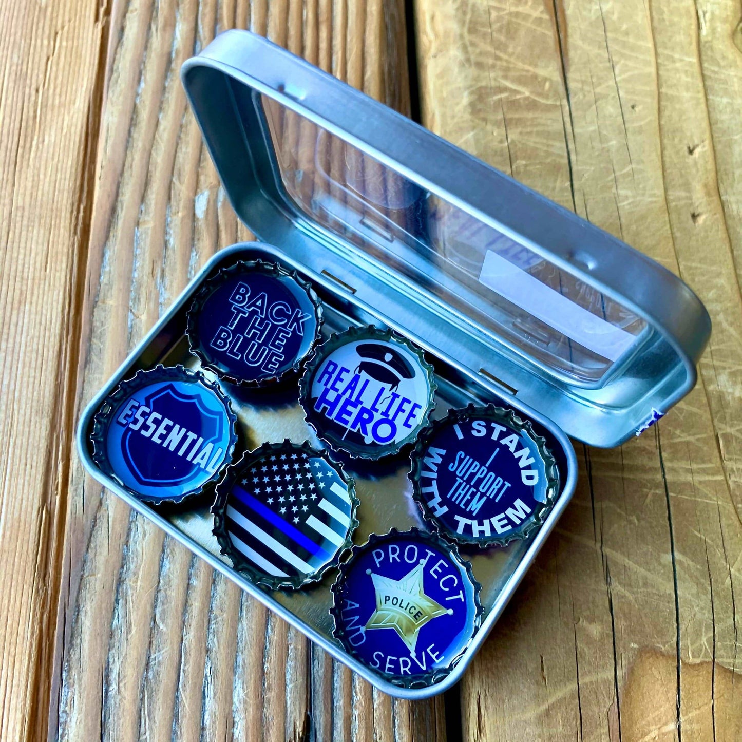 Bottle Cap Magnets - Police Love