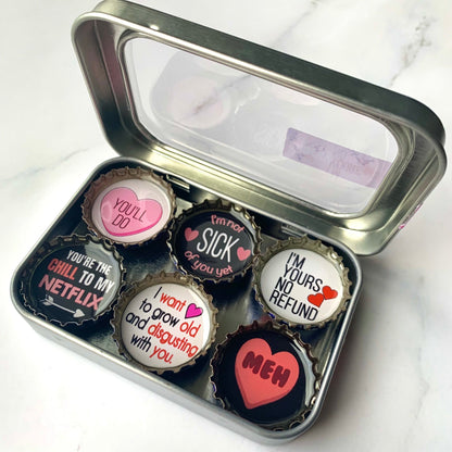 Bottle Cap Magnets - Snarky Valentine