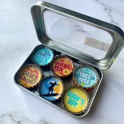 Bottle Cap Magnets - Surf's Up!