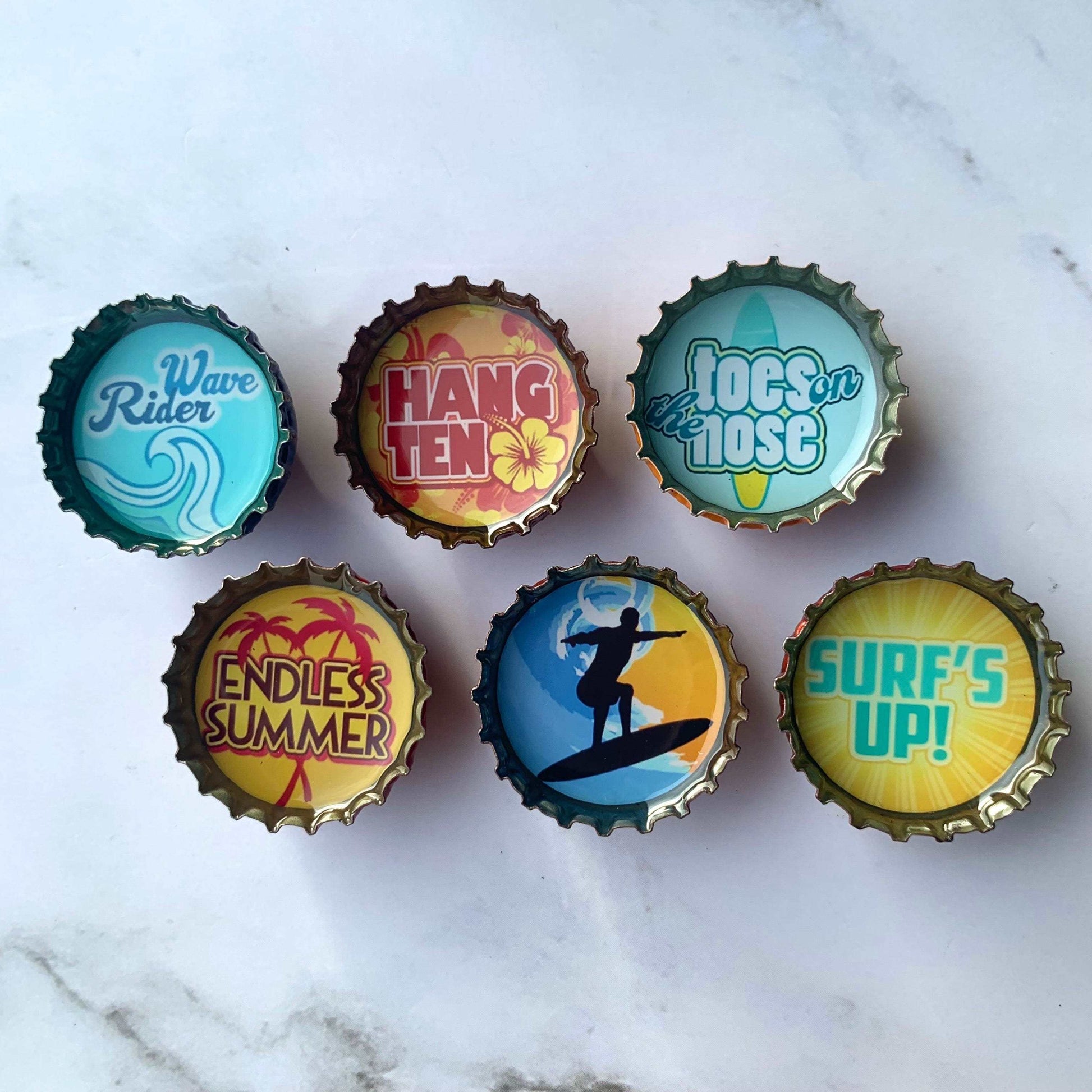 Bottle Cap Magnets - Surf's Up!