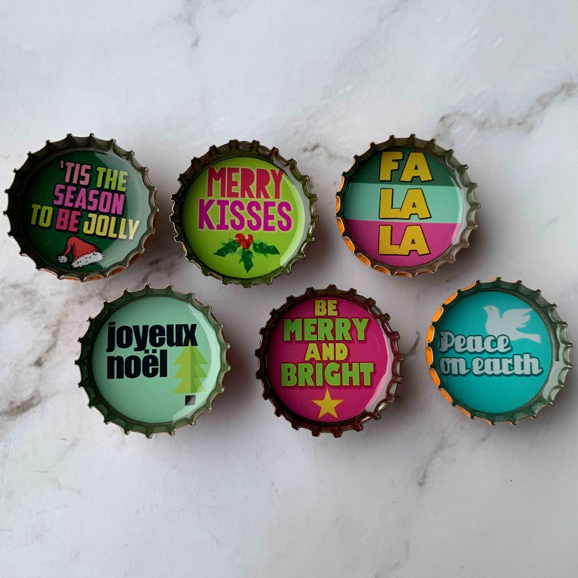 Bottle Cap Magnets - 'Tis The Season