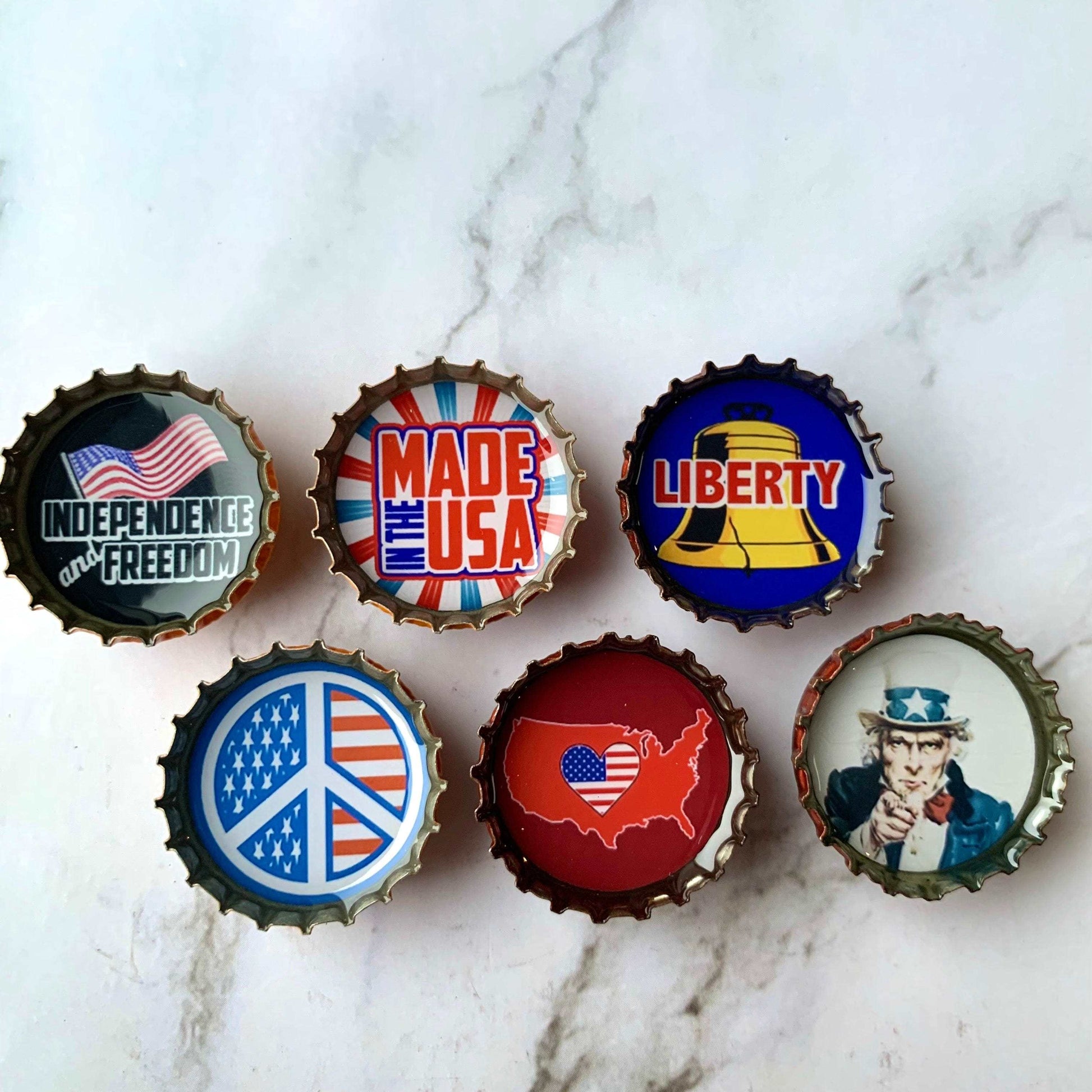 Bottle Cap Magnets - USA