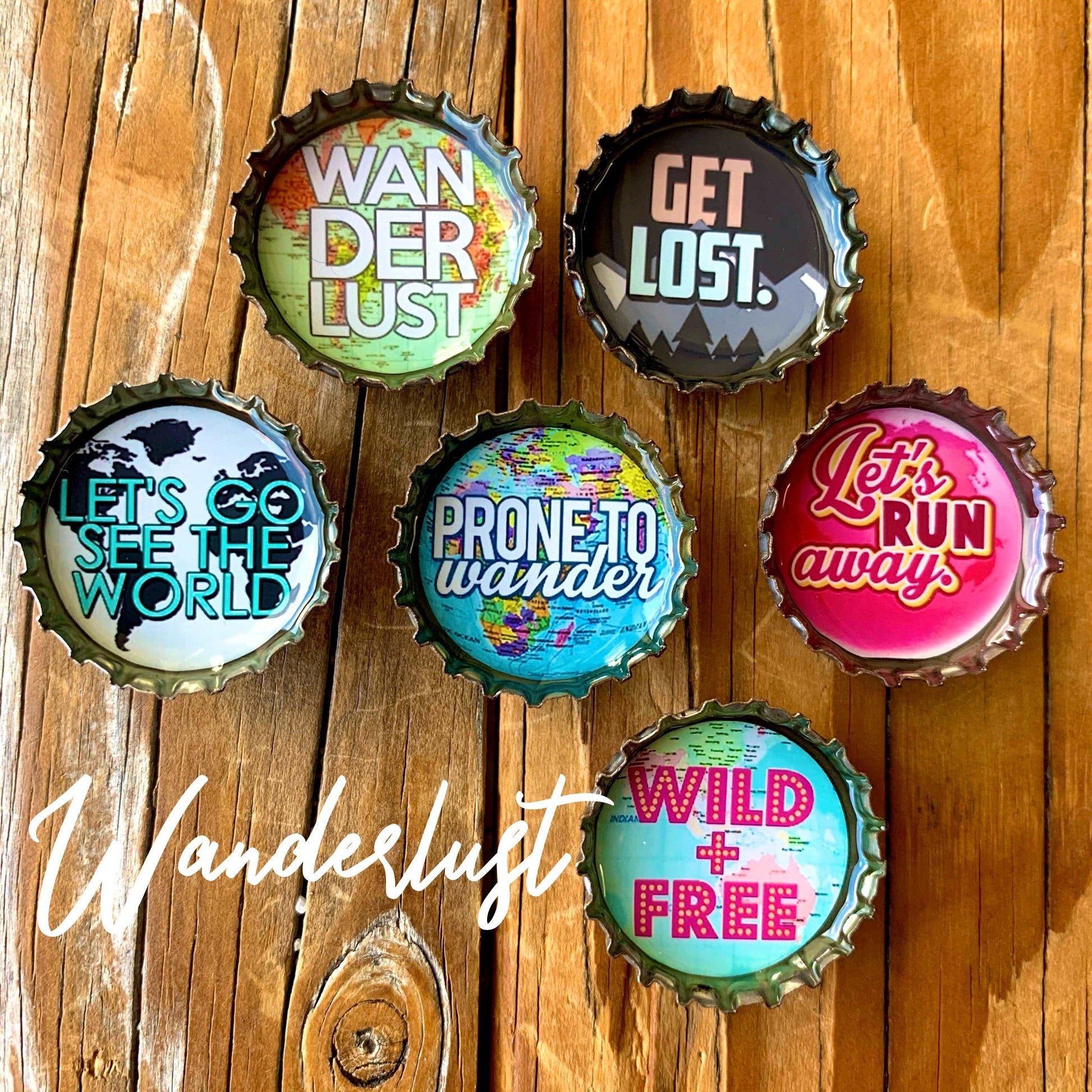 Bottle Cap Magnets - Wanderlust