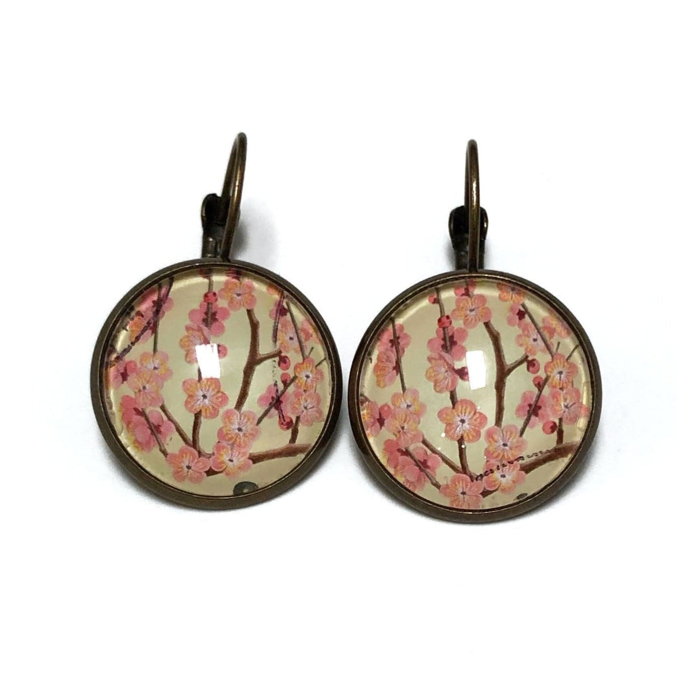 Postage Stamp Earrings -  2014 Japan Cherry Blossom